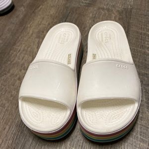 Crocs platform slides